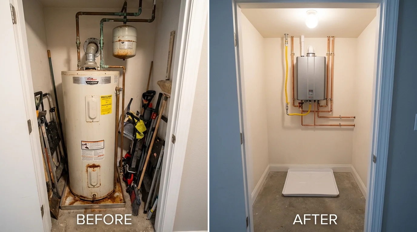 Tank water heater versus wall-mounted tankless unit comparison for Jackson, MN homeowners